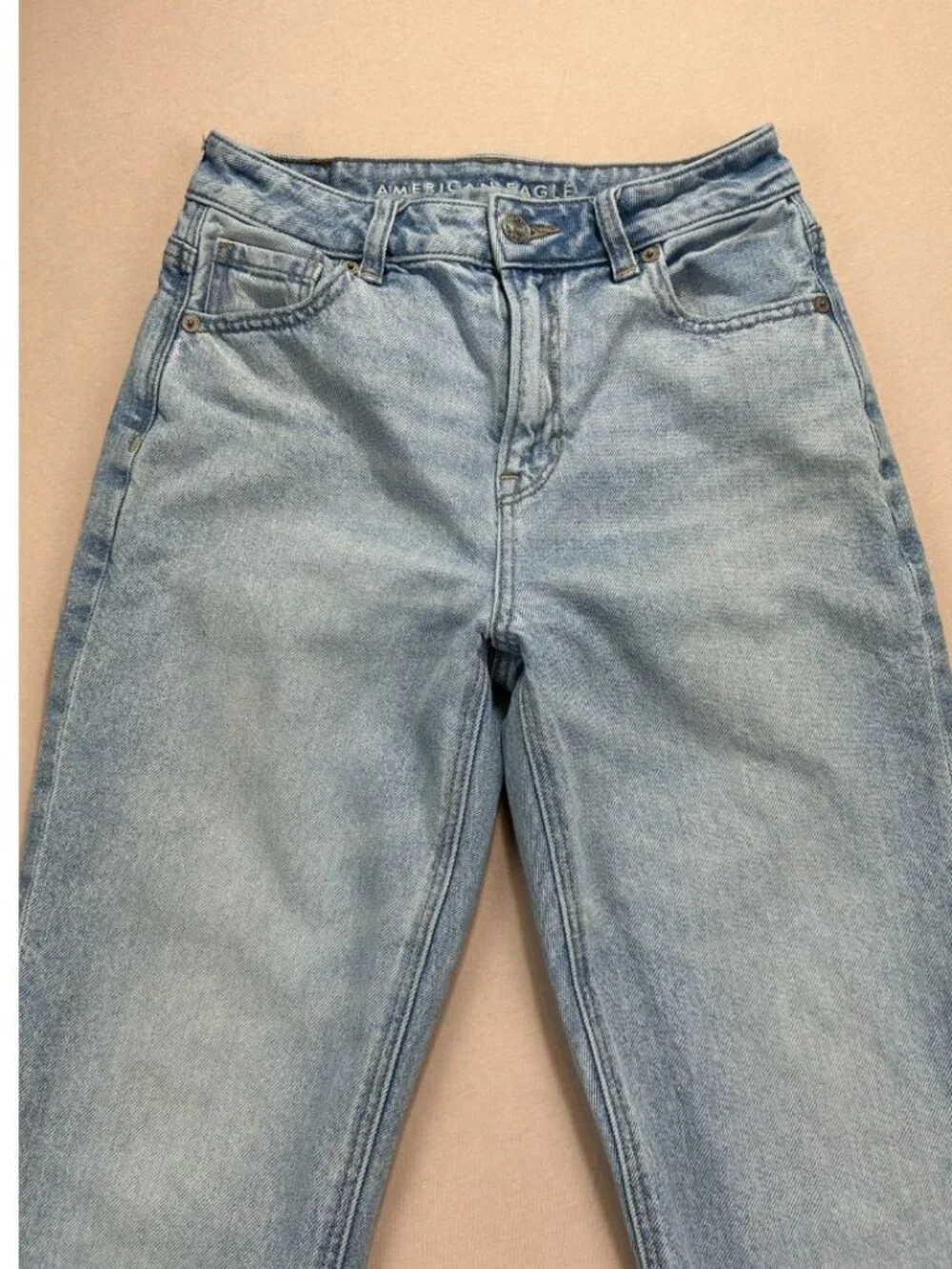 American Eagle Jeans Womens Size 0 Blue Denim Mid Rise Strigid MOM Stretch - Picture 3 of 14